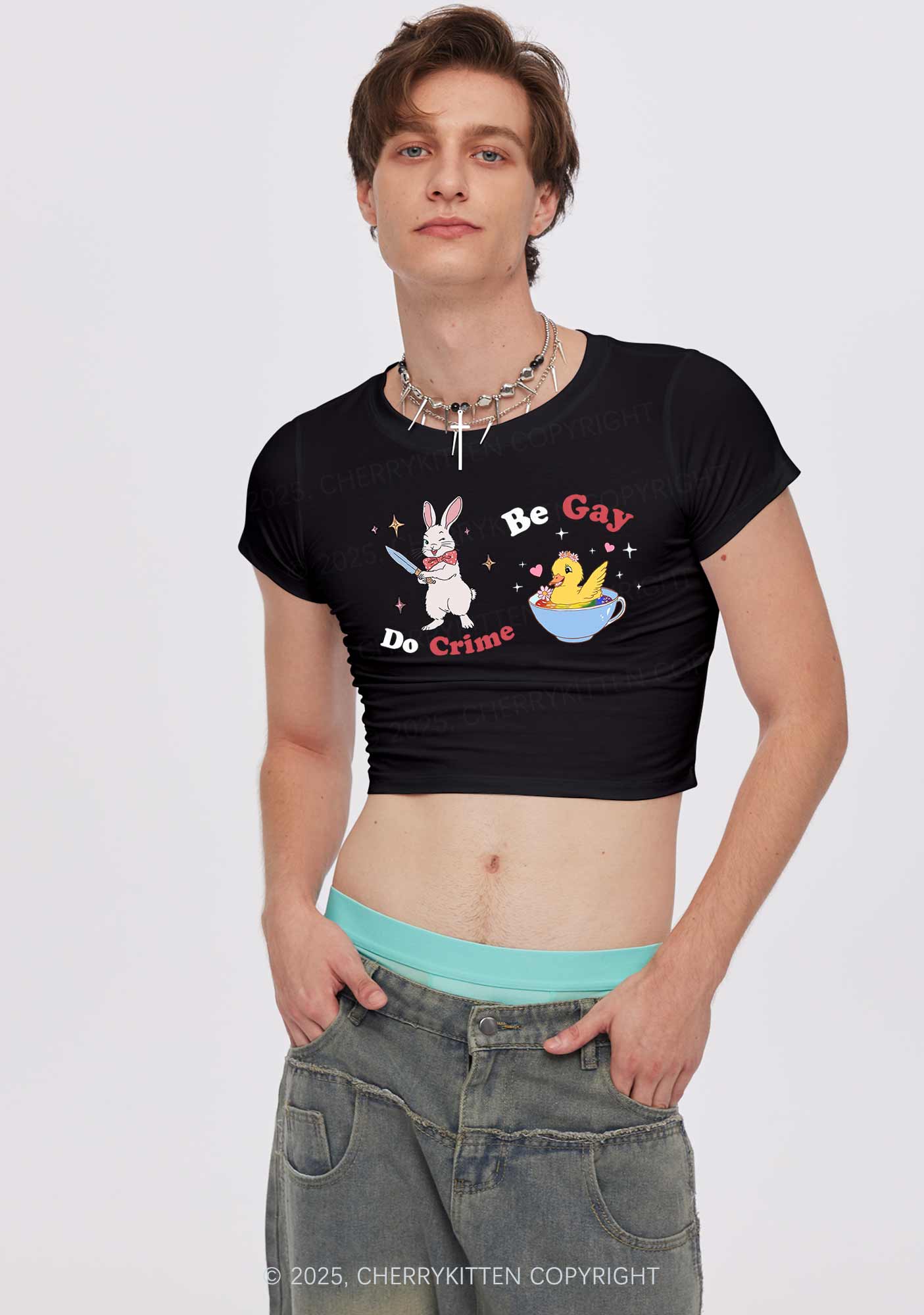 Be Gay Do Crime Pride Y2K Baby Tee Cherrykitten