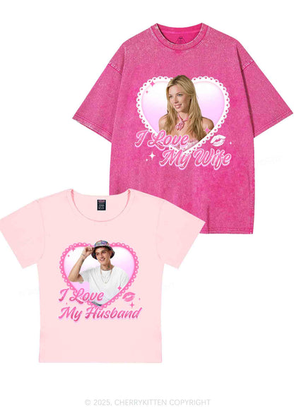 Custom Love My Wife Photo Y2K Valentine's Day Couple Shirt Cherrykitten