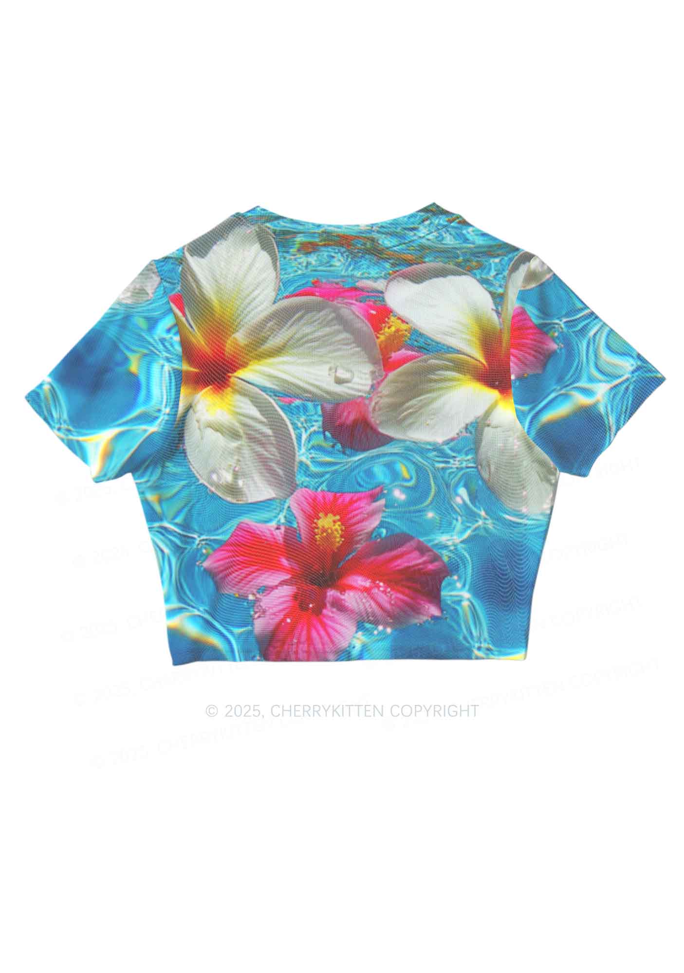 Blooming Floral Y2K Mesh Crop Top Cherrykitten