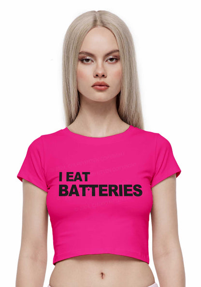 I Eat Batteries Y2K Baby Tee Cherrykitten