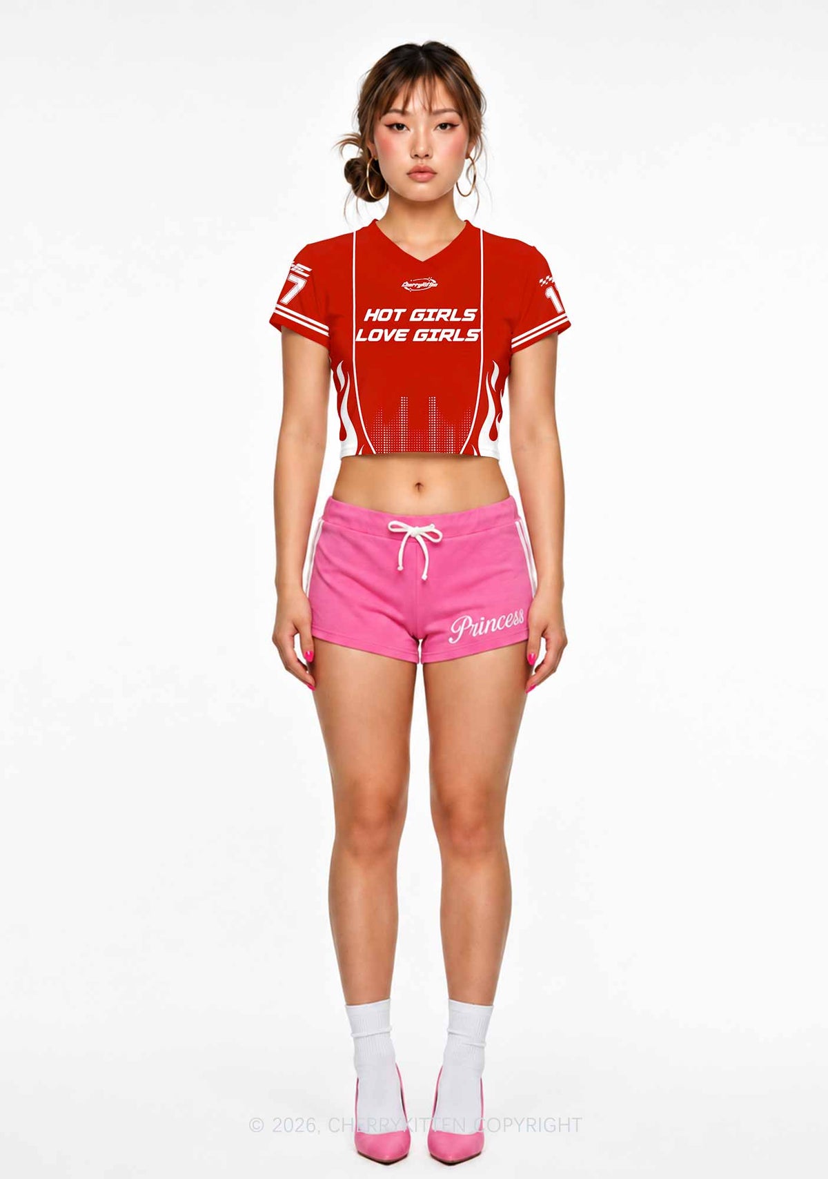 Hot Girls Love Girls Pride Y2K Crop Football Jersey Shirts Cherrykitten