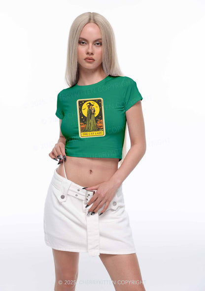 Halloween The Witch Cat Lady Y2K Baby Tee Cherrykitten