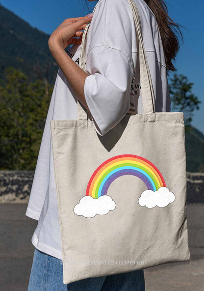 Rainbow Cloud  Pride Y2K Canvas Tote Bag Cherrykitten