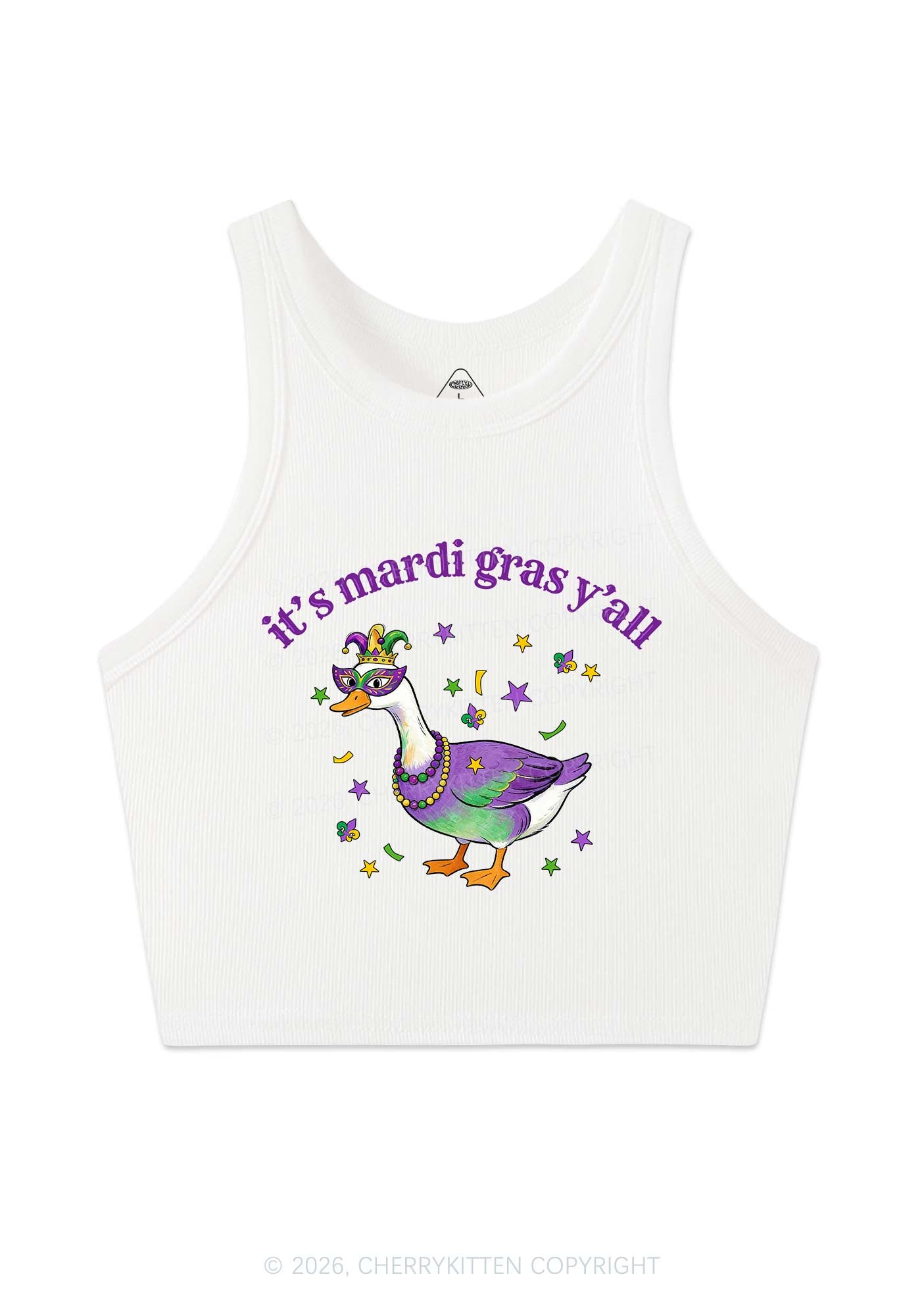 Its Mardi Gras Yall Y2K Crop Tank Top Cherrykitten