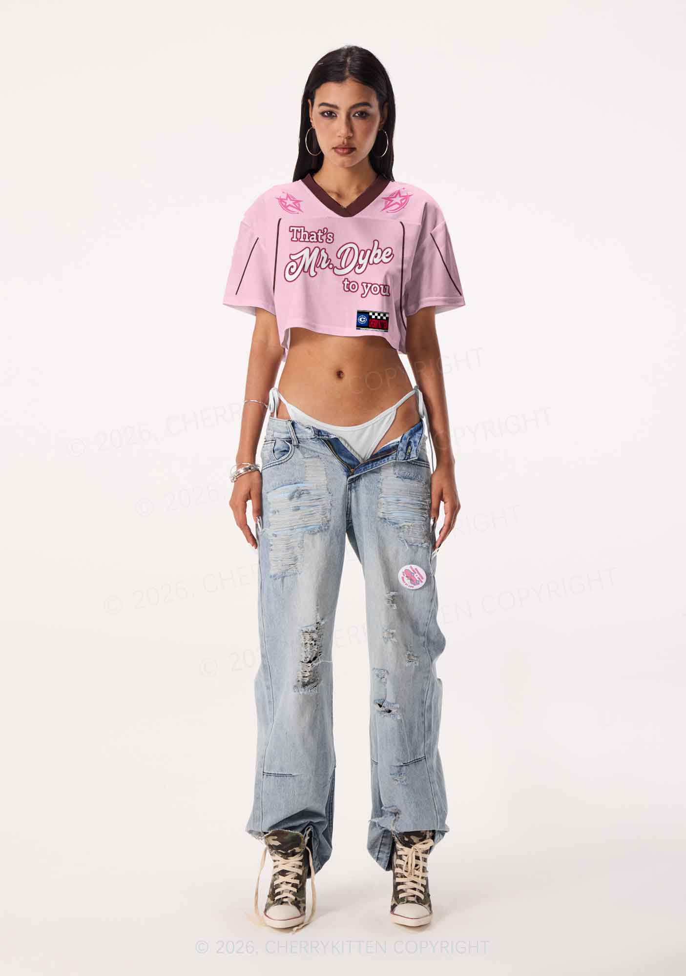 Thats Mr Dyke To You Pride Y2K Crop Sport Jersey Shirts Cherrykitten