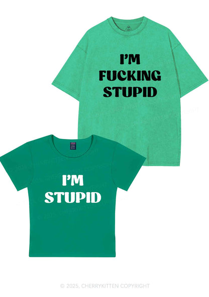 Im Fxxking Stupid Y2K Valentine's Day Couple Shirt Cherrykitten