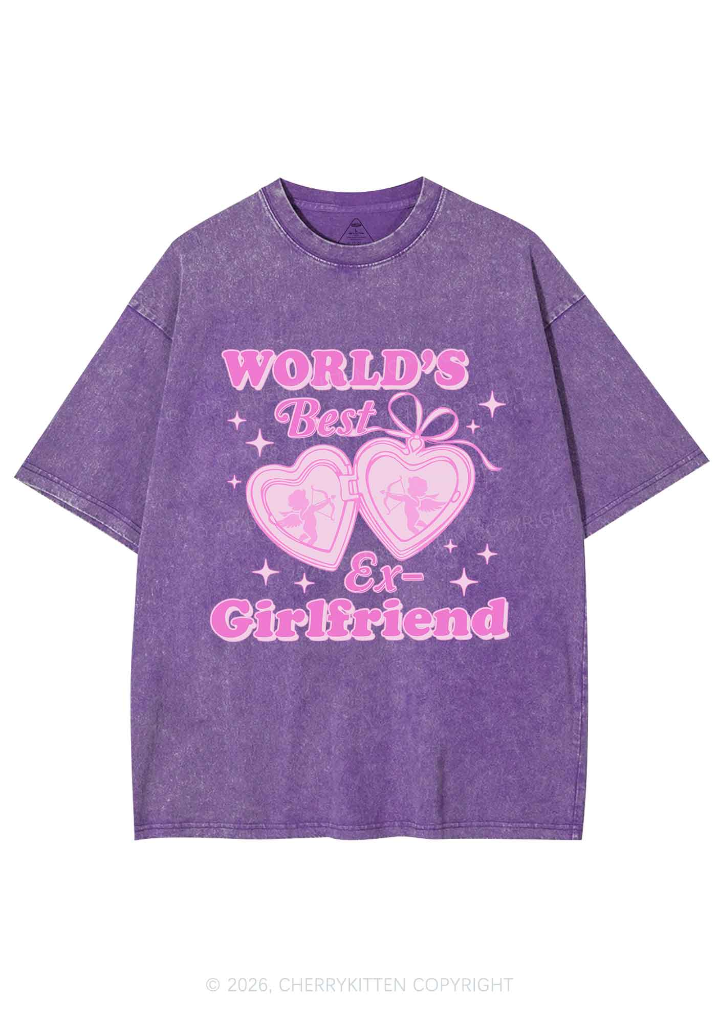 Worlds Best Ex GF Valentine's Day Y2K Shirts Washed Tee Cherrykitten