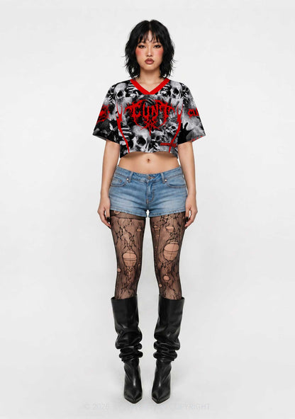 Halloween Punk Cxxt Y2K Crop Sport Jersey Shirts Cherrykitten
