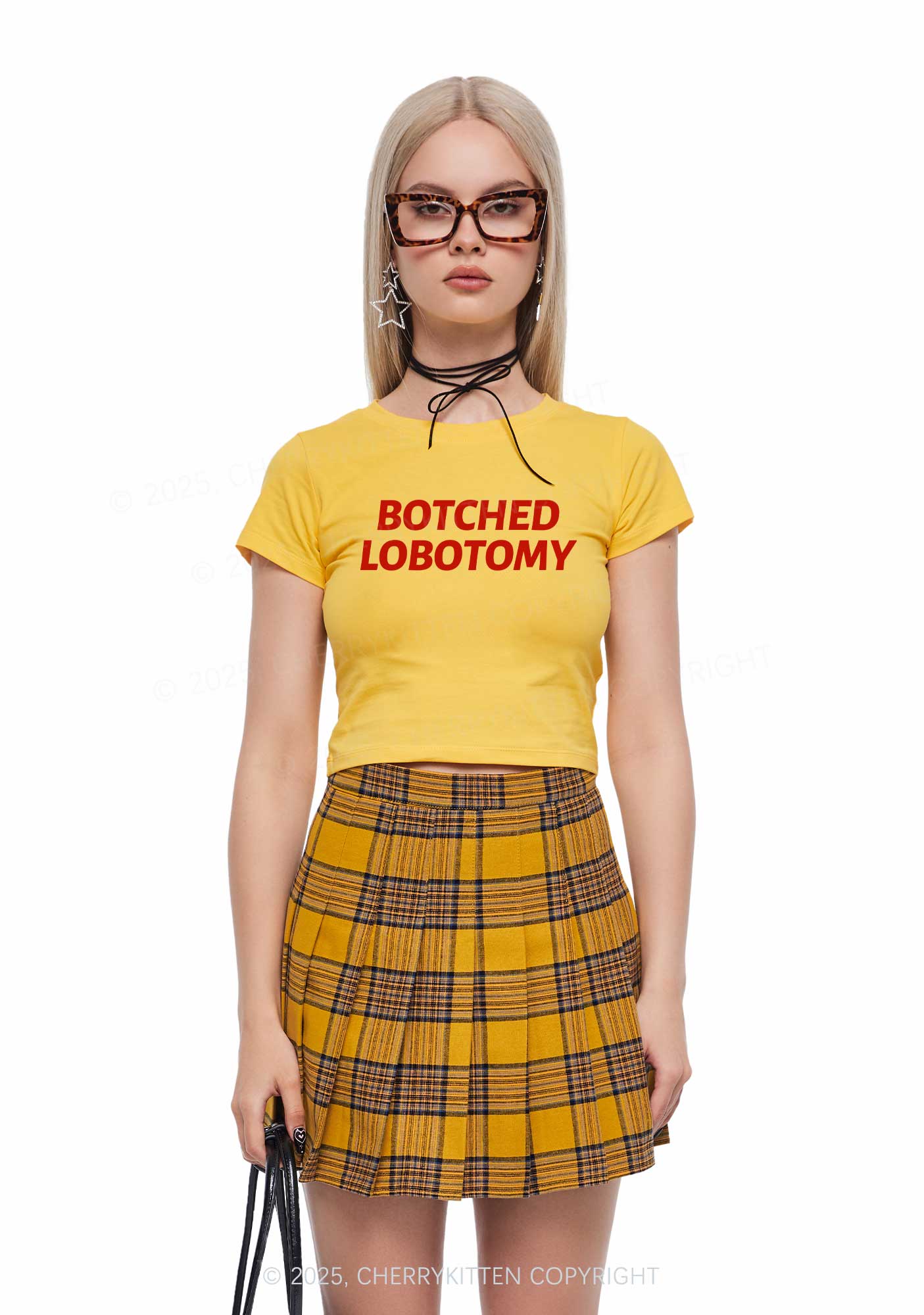 Botched Lobotomy Y2K Baby Tee Cherrykitten
