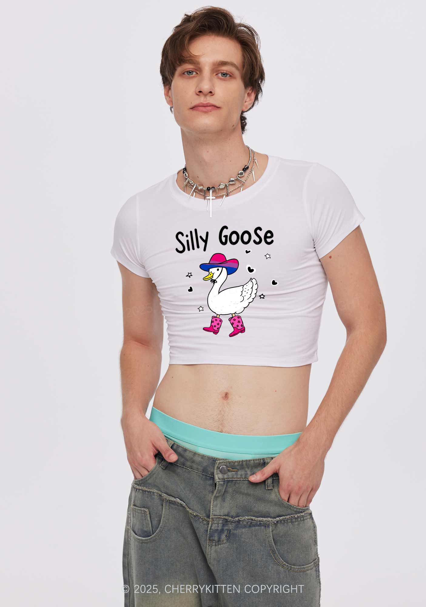 Silly Goose Bisexual Pride Y2K Baby Tee Cherrykitten
