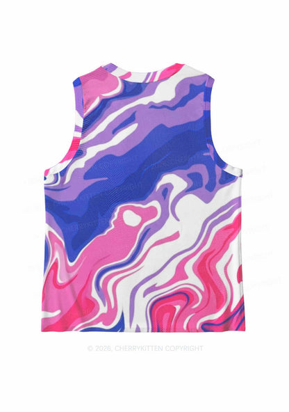 Bisexual Liquid Tie Dye Pride Y2K Mesh Muscle Tank Cherrykitten