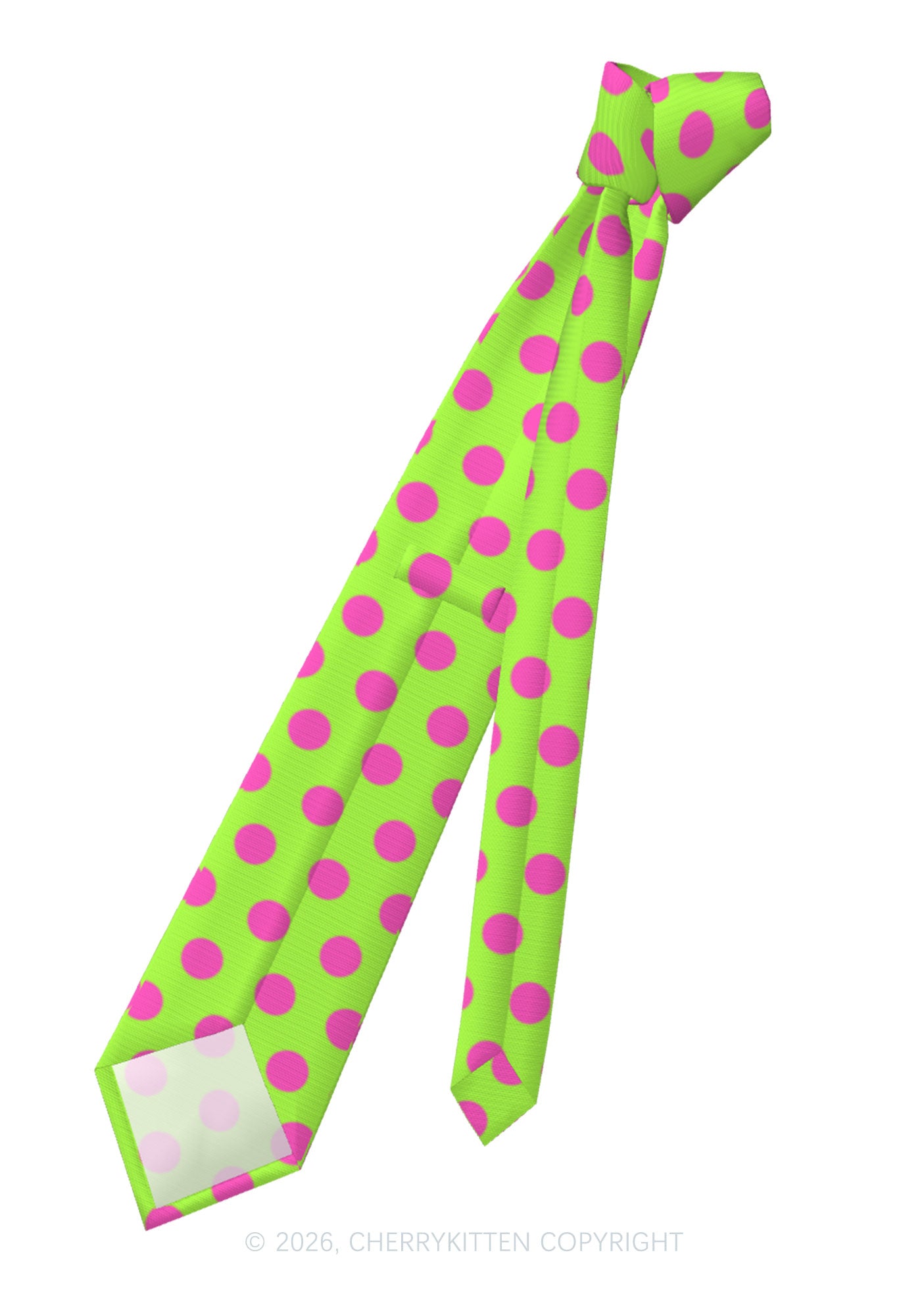Pink Dots On Green Y2K Necktie Cherrykitten