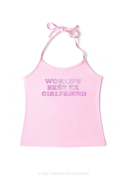 Rhinestone Best Ex Girlfriend Y2K Halter Neck Cami Cherrykitten
