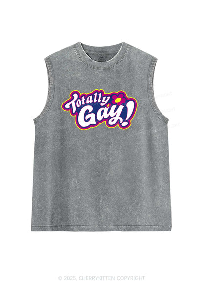 Totally Gay Pride Y2K Washed Muscle Tank Cherrykitten
