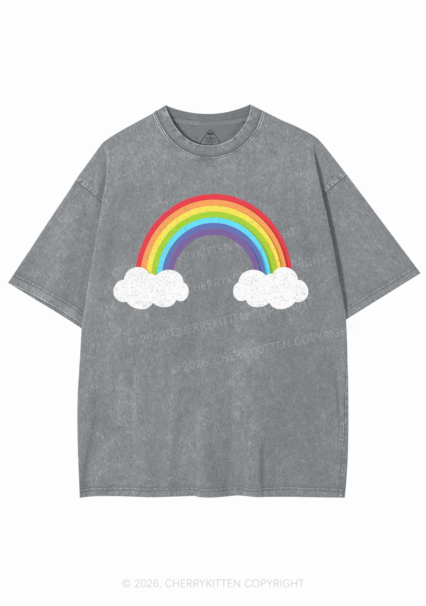 Rainbow Cloud Pride Y2K Shirts Washed Tee Cherrykitten