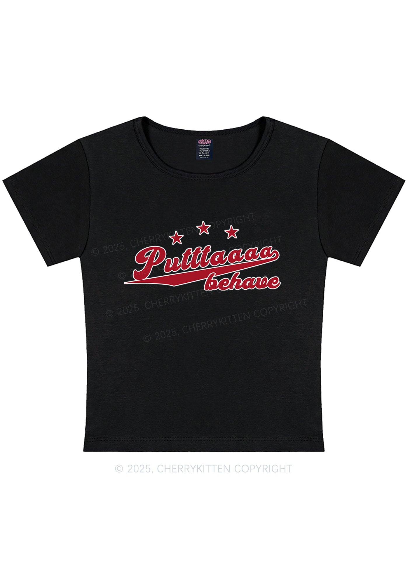 Putttaaaa Behave Y2K Baby Tee Cherrykitten