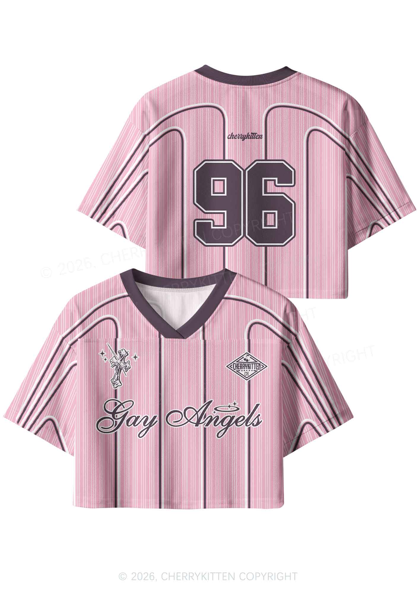 Gay Angels Pride Y2K Crop Sport Jersey Shirts Cherrykitten