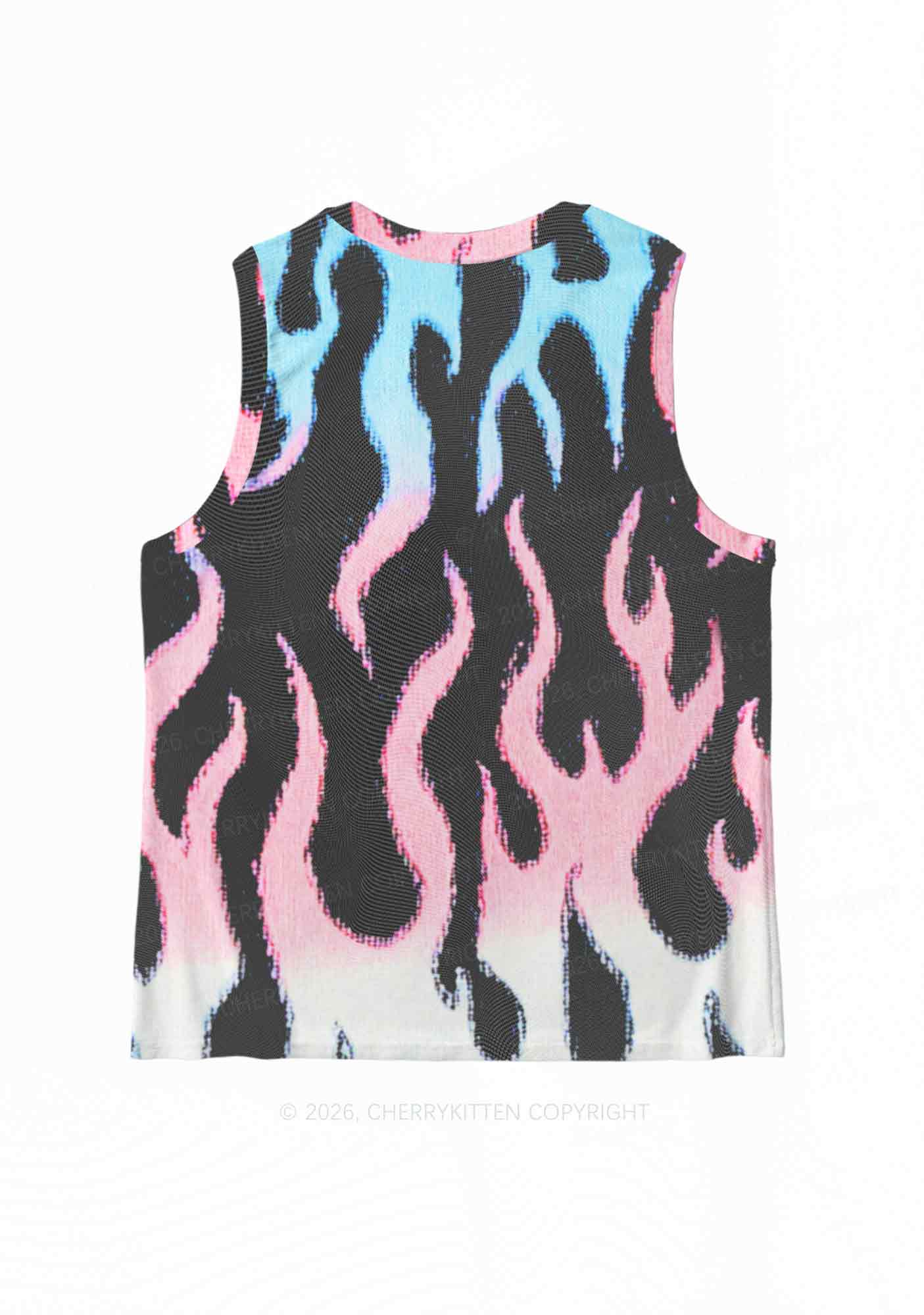 Trans Flame Pride Y2K Mesh Muscle Tank Cherrykitten