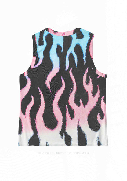 Trans Flame Pride Y2K Mesh Muscle Tank Cherrykitten