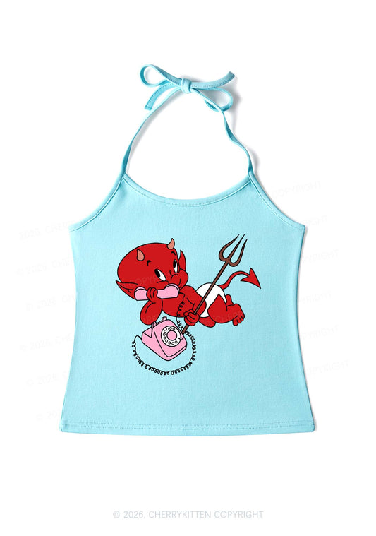 Little Devil On The Phone Y2K Halter Neck Cami Cherrykitten