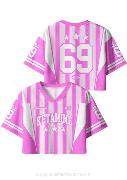 Pink Kxxamine Stars Y2K Crop Sport Jersey Shirts Cherrykitten