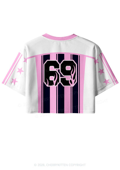 Girl Kisser Pink And Black Stripes Pride Y2K Crop Sport Jersey Shirts Cherrykitten