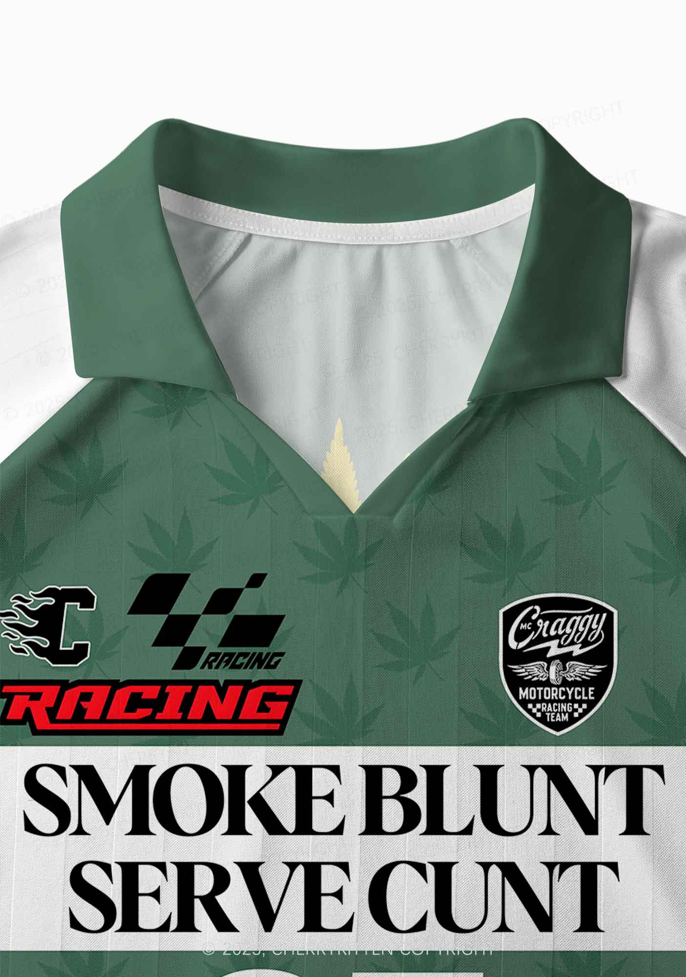 Custom Green Racing Smoke Blunt Y2K Sport Long Sleeve Jersey Shirts Cherrykitten