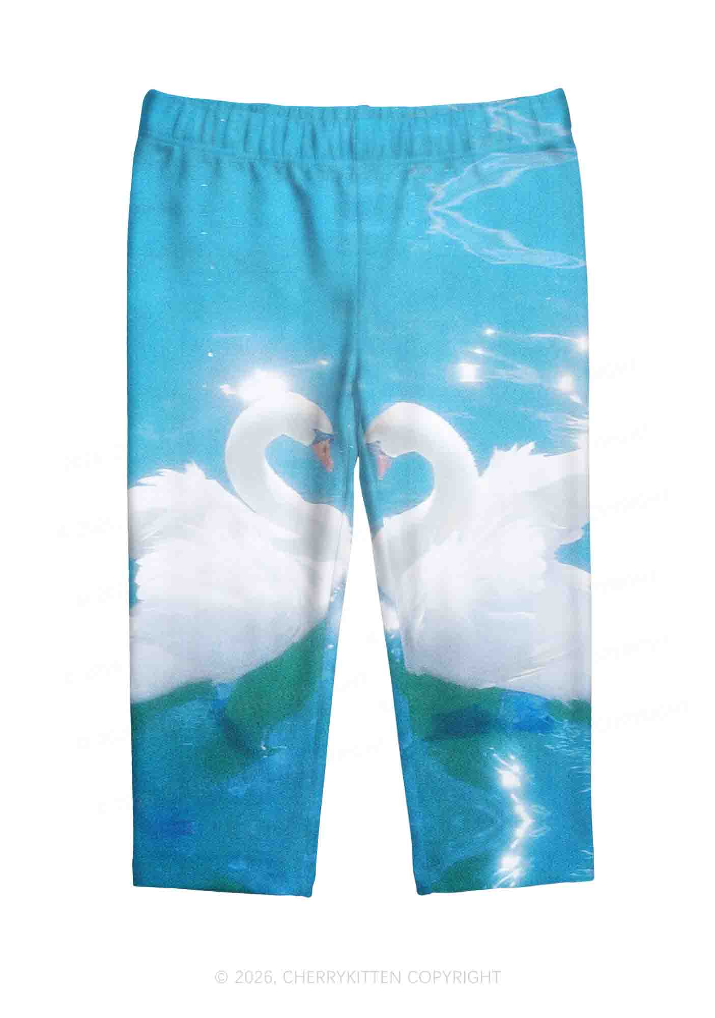 Swan Lovers Y2K Print Capri Pants Cherrykitten