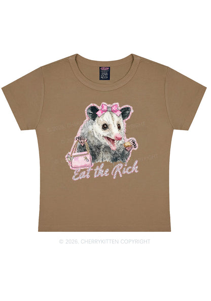 Eat The Rich Possum Y2K Baby Tee Cherrykitten