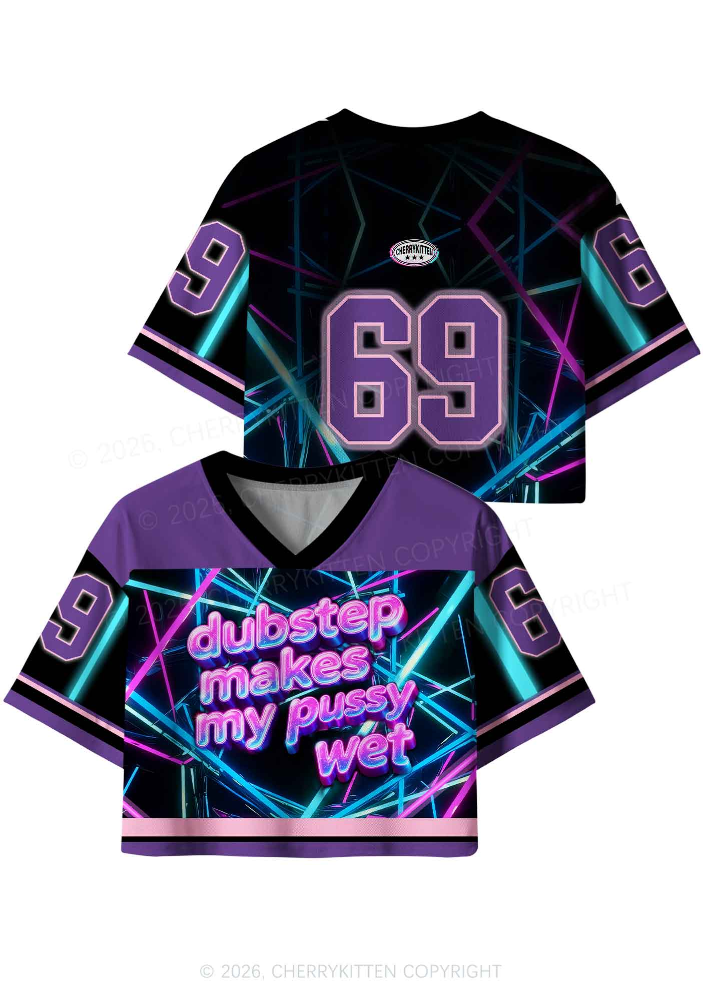 Dubstep Makes My Puxxy Wet Y2K Crop Sport Jersey Shirts Cherrykitten