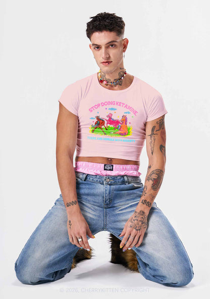 Horses With Anxiety Y2K Baby Tee Cherrykitten