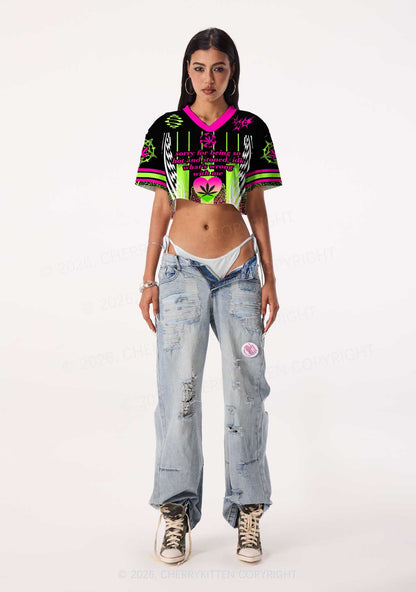 Sorry For Being Hot And Stoned Y2K Crop Sport Jersey Shirts Cherrykitten