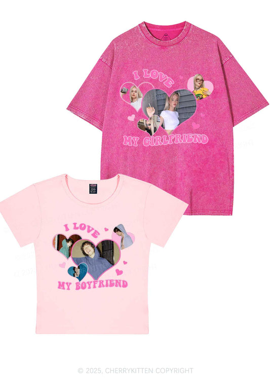 Custom GF BF Photo Y2K Valentine's Day Couple Shirt Cherrykitten