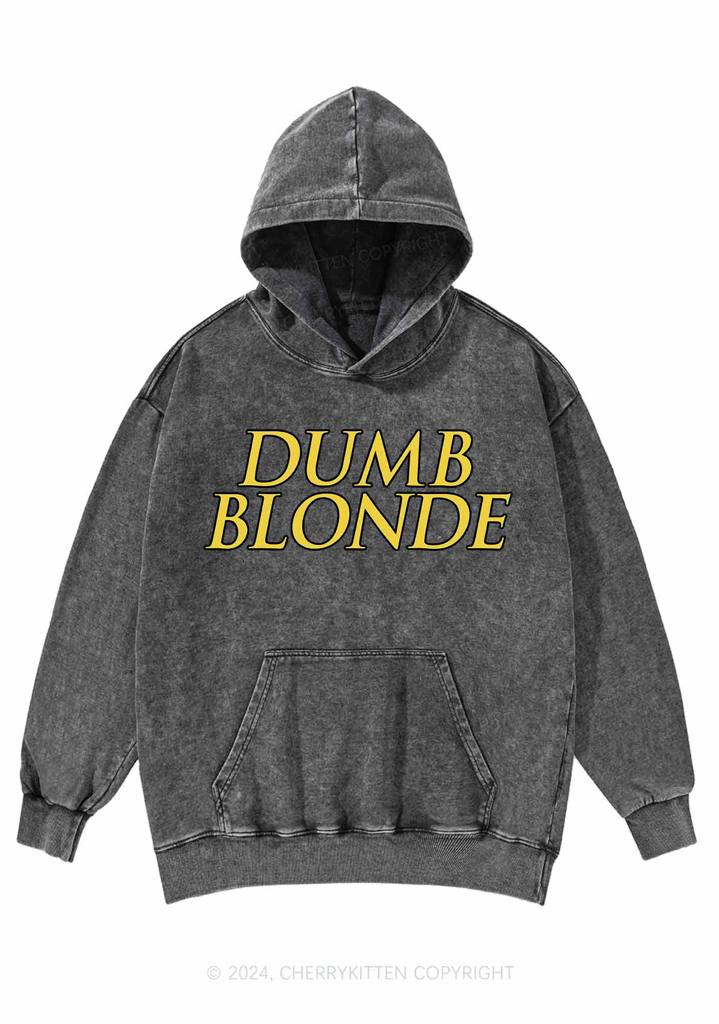 Dumb Blonde Y2K Washed Hoodie Cherrykitten