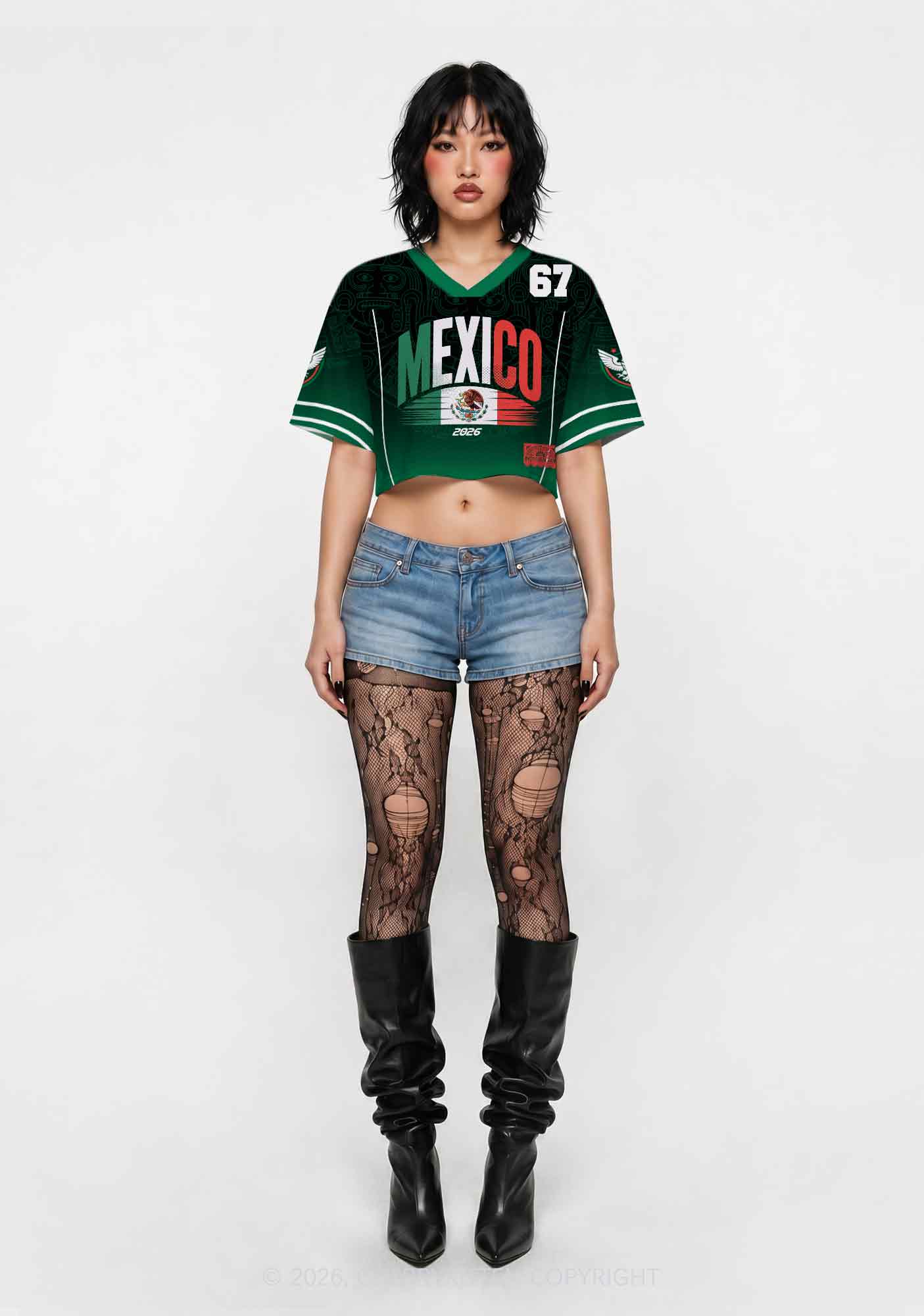 Custom Mexican Heritage Tribal Y2K Crop Sport Jersey Shirts Cherrykitten