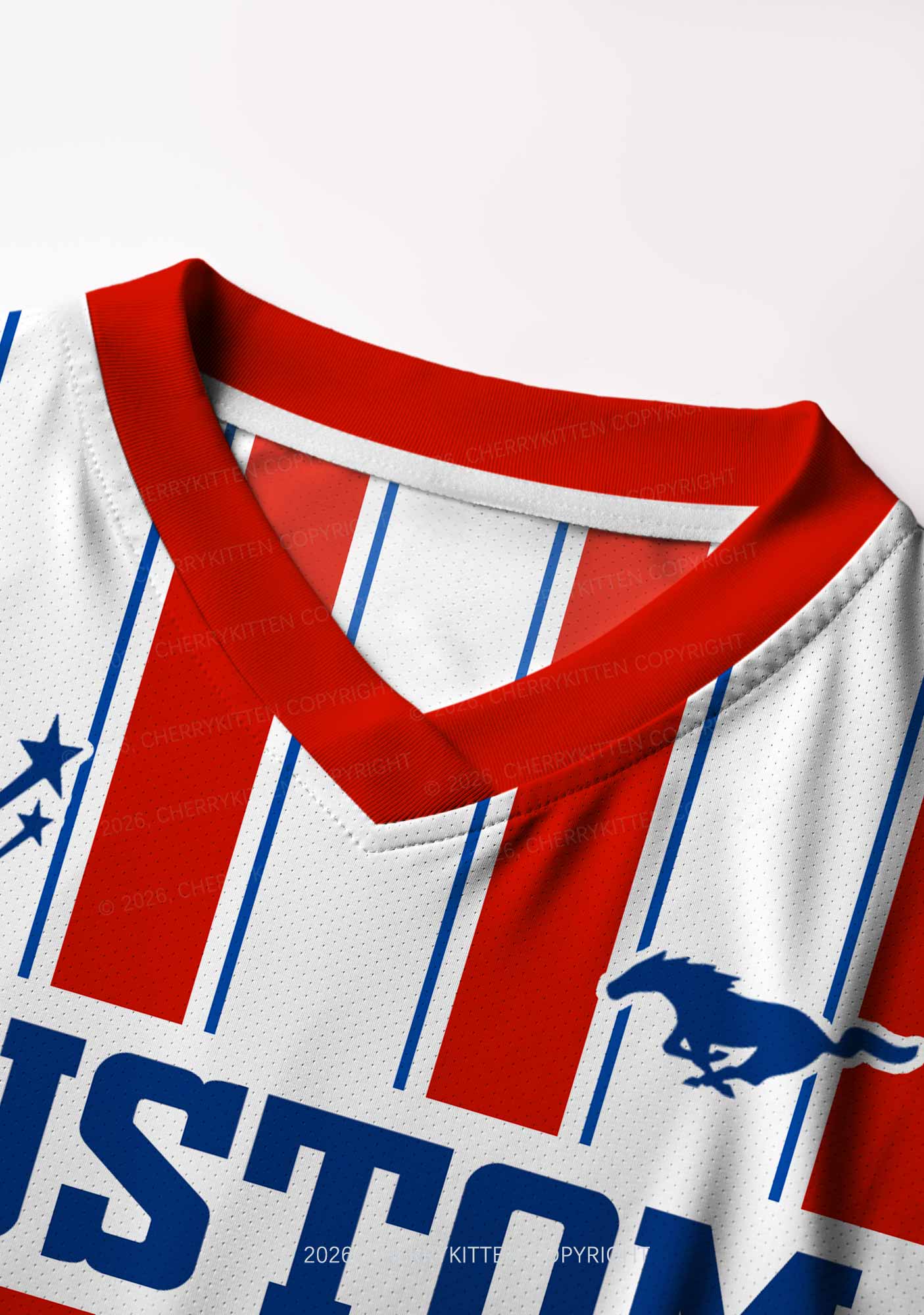 Custom Text Red White Stripes Y2K Crop Football Jersey Shirts Cherrykitten