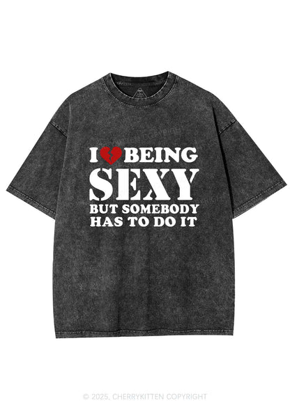 Being Sexy Tough Y2K Shirts Washed Tee Cherrykitten