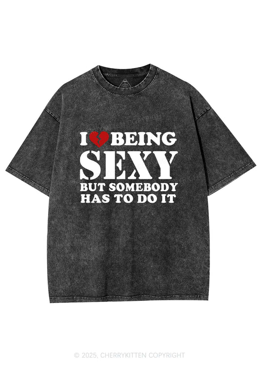 Being Sexy Tough Y2K Shirts Washed Tee Cherrykitten