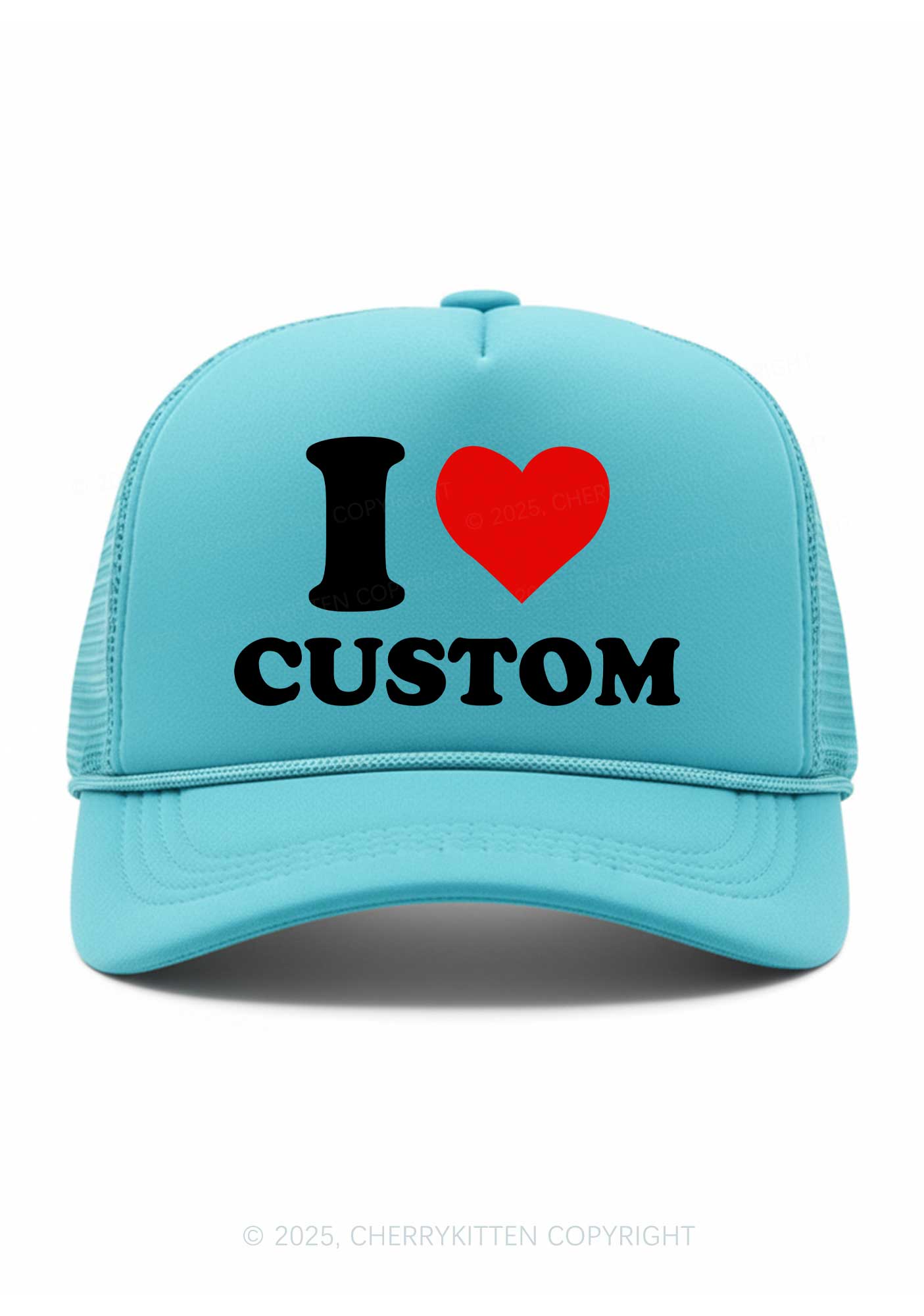 I Love Custom Valentine's Day Y2K Trucker Hat Cherrykitten