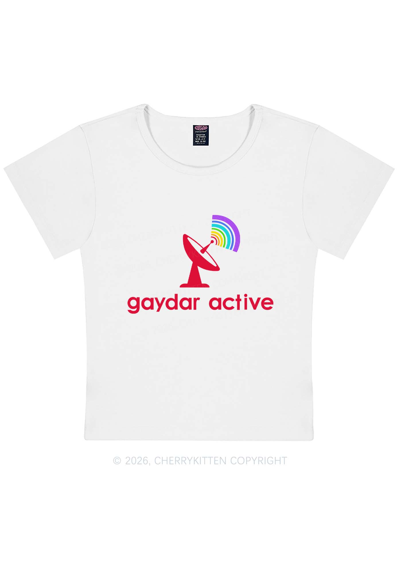 Gaydar Active Pride Y2K Baby Tee Cherrykitten