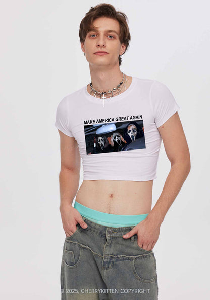 Halloween Ghost Make America Great Again Y2K Baby Tee Cherrykitten