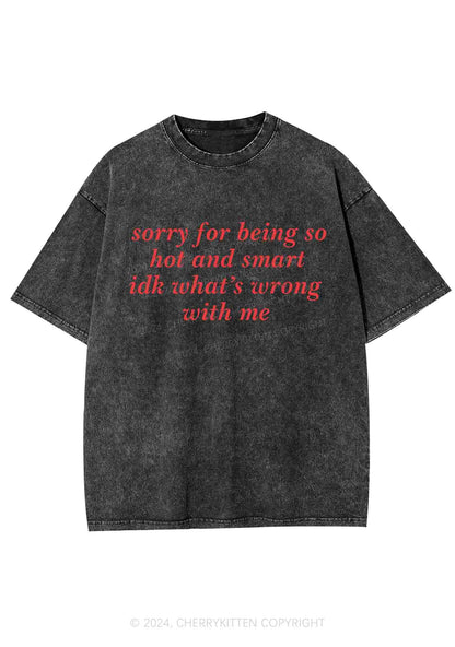 Sorry For Being So Smart Y2K Washed Tee Cherrykitten