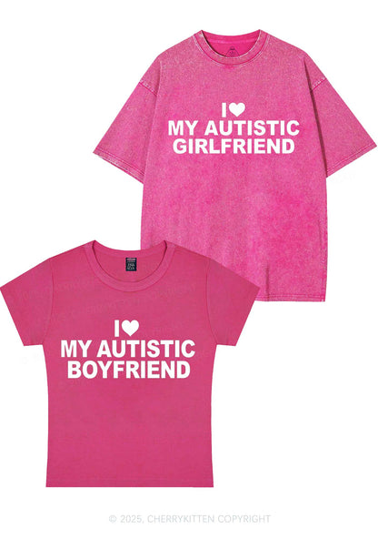 I Love My Autistic GF BF Y2K Valentine's Day Couple Shirt Cherrykitten
