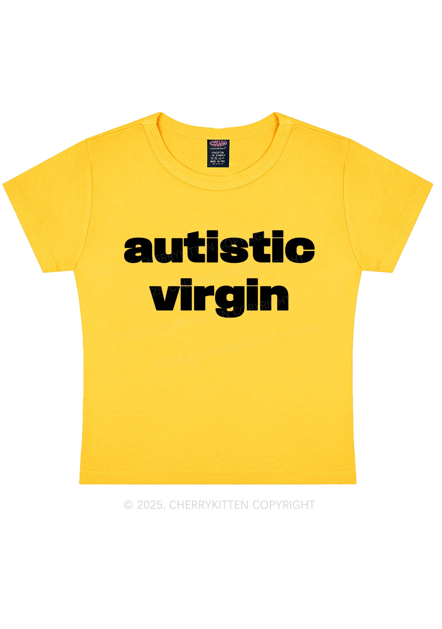 Autistic Virgin Y2K Baby Tee Cherrykitten