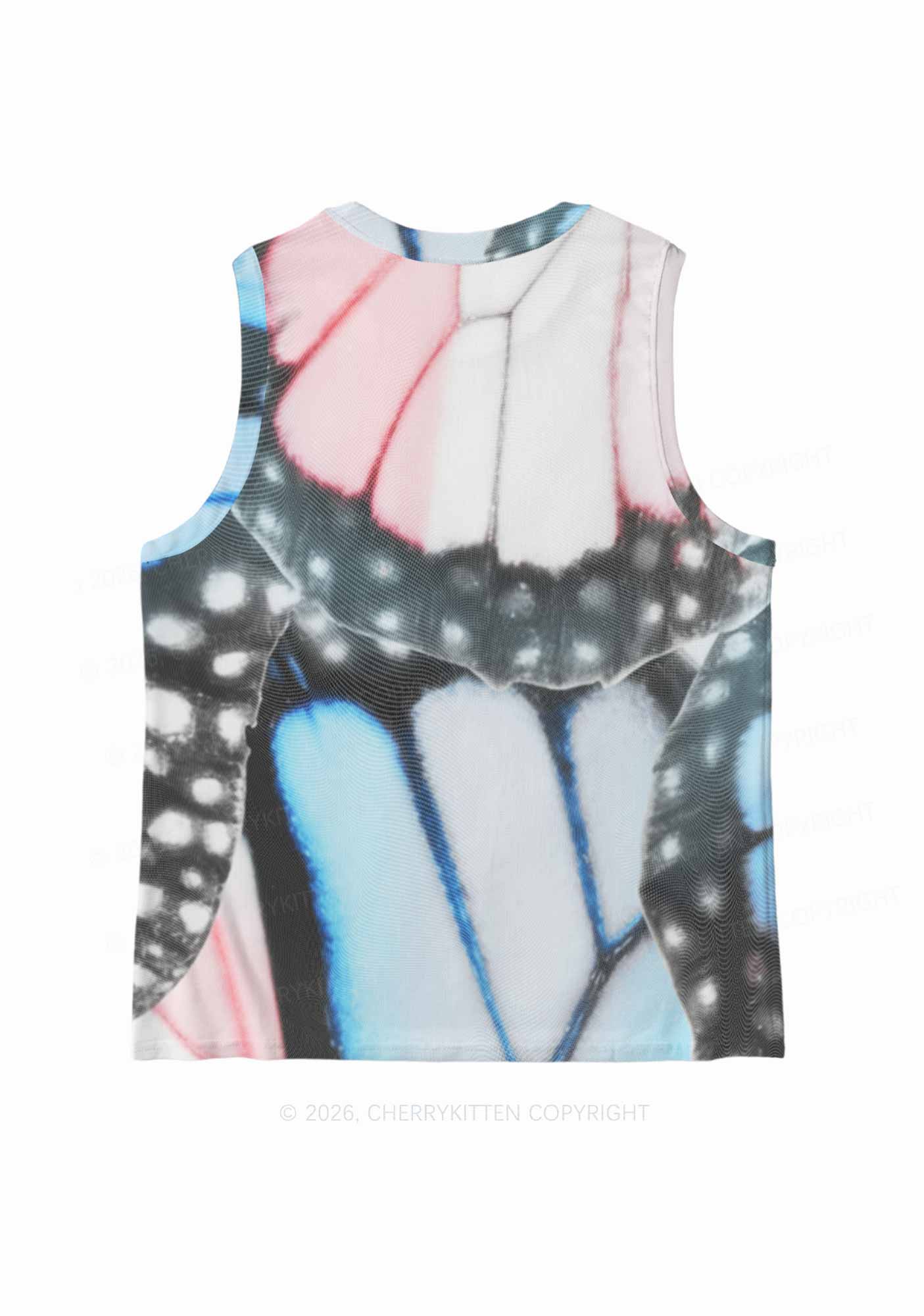 Trans Butterfly Wing Pride Y2K Mesh Muscle Tank Cherrykitten