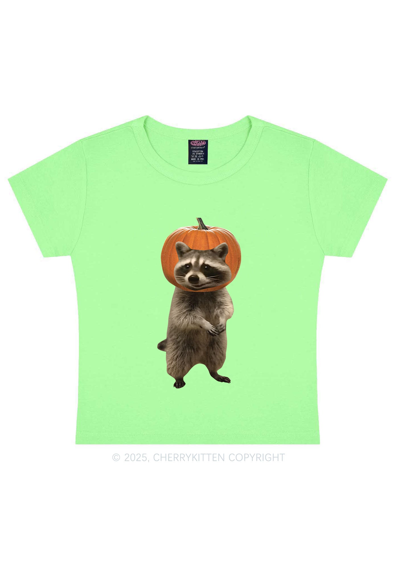 Halloween Silly Raccoon Y2K Baby Tee Cherrykitte