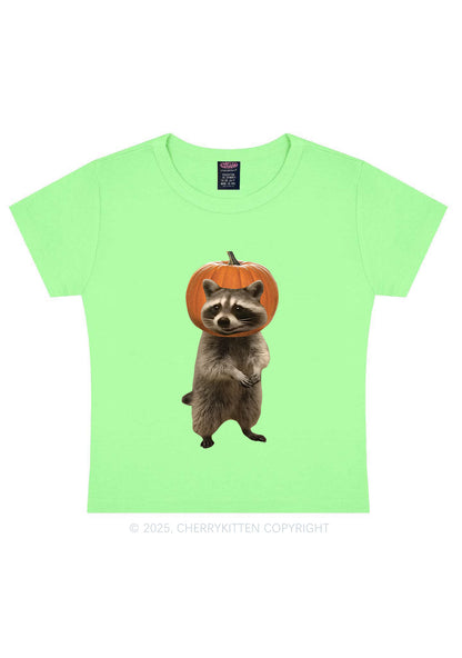 Halloween Silly Raccoon Y2K Baby Tee Cherrykitte