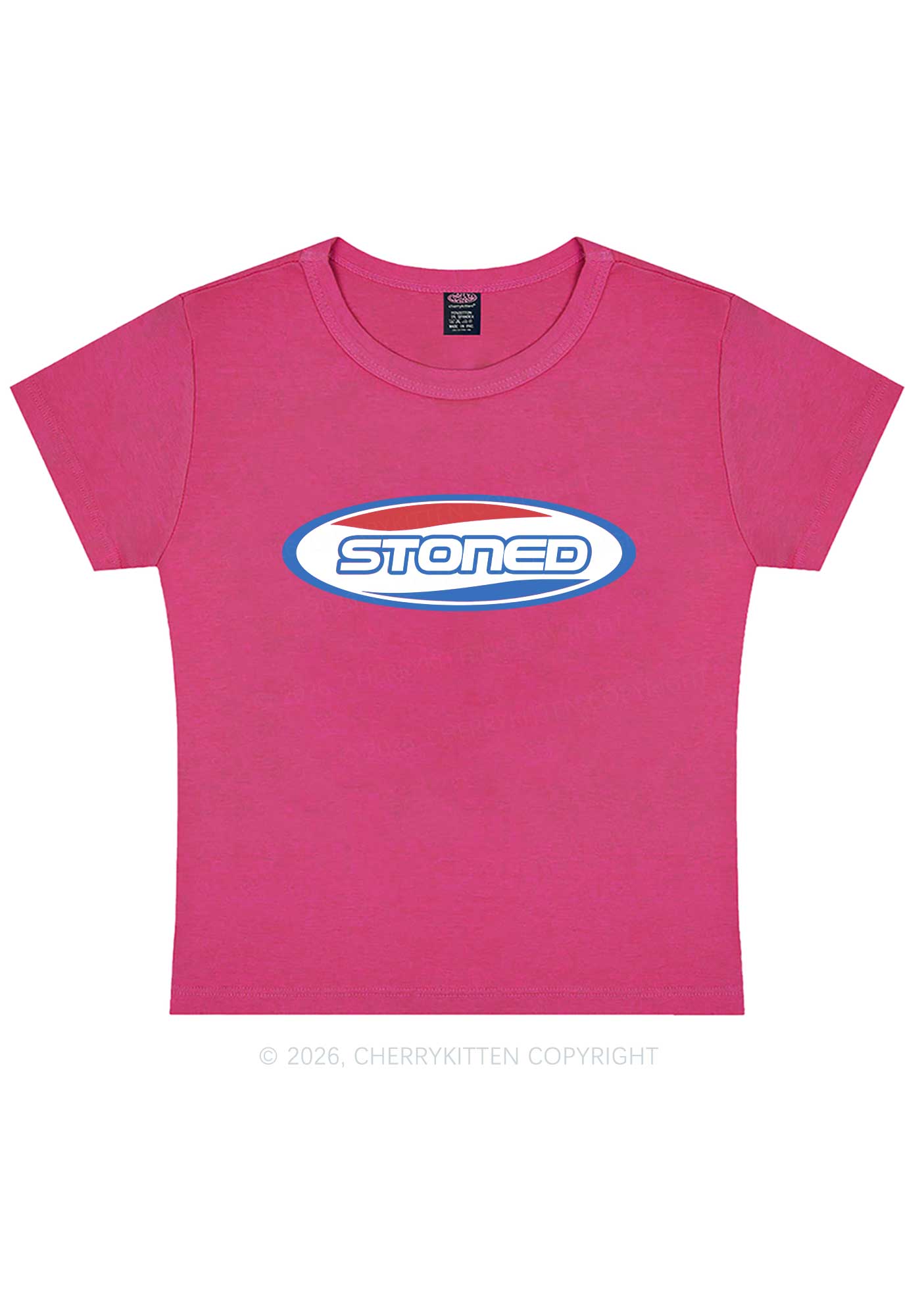 Stoned Slogan Y2K Baby Tee Cherrykitten