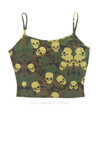 Halloween Camouflage Skull Y2K Mesh Cami Tank Cherrykitten
