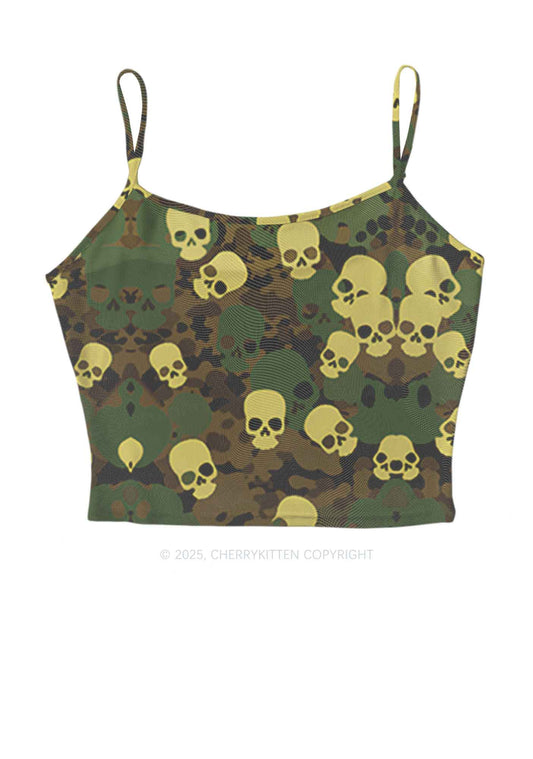 Halloween Camouflage Skull Y2K Mesh Cami Tank Cherrykitten